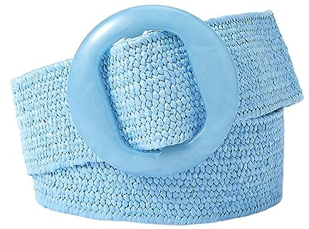 KONGNY Vintage Stroh geflochtener Gürtel für Frauen PP Stroh gewebter elastischer Taillengürtel Riemen Sommer Boho Kleid Hemd Dekoration breiter Bund