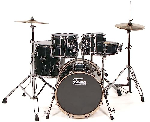 Fame Jungle Set Hybrid Pro Black, Professionelles E-Drum Set, Elektronisches Schlagzeug für Ultimativen Sound