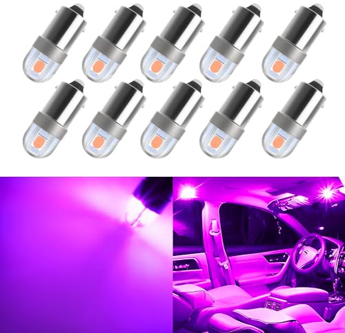 AUXLIGHT BA9S BA9 1895 1891 53 57 64111 3893 47830 Error Free LED Bulb, Super Bright 3030-SMD Interior Car Bulbs Replacemet for Dome Map License Plate Glove Box Lights (Purple, Pack of 10)