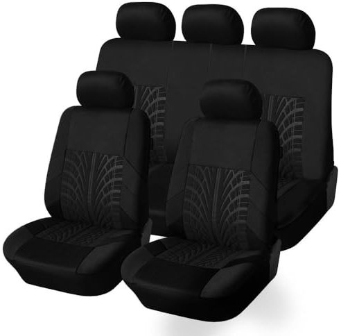 EudoER 9Pcs Voiture Cuir Ensembles Housses siège, pour 207 207CC 207 SW 206 206CC 206 SW 208 307 308 2008 3008 Confortables Respirant Antidérapant Imperméable 5 Seats Full Set Accessoire (Noir)