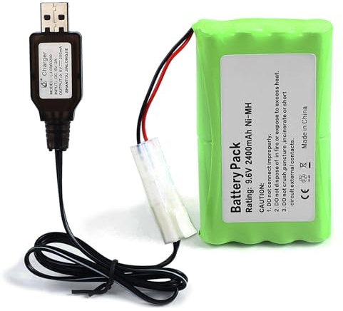2 400 mAh 9,6 V Ni-MH batteri för RC bil lastbil flygplan leksak med | Elektriska leksaker, lastbilar, byggtippare, flygplansrobotar, fjärrkontroll, uppladdningsbara lastbilar