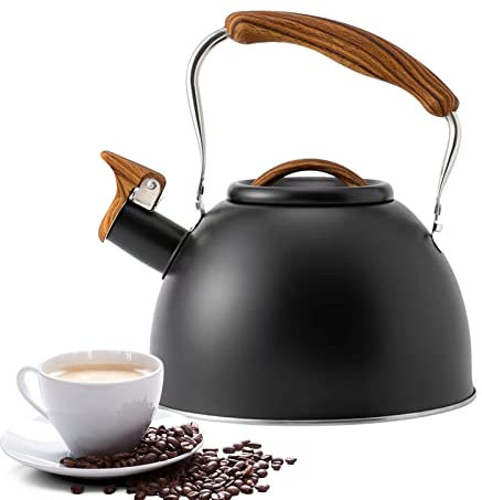 LeGDOr Pfeifender Wasserkocher, 3 l, Edelstahl, Teekessel für Herde, Wasserkocher für Tee, Kaffee, lebensmittelechte Wasserkanne mit Holzgriff, lautes integriertes Rohr für Kaffee, Milch, Tee