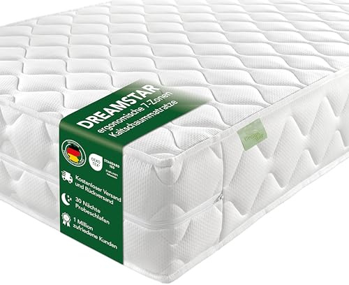 DREAMSTAR Ergo Flex XXL Duo 90x190cm | Matelas ergonomique en mousse froide 7 zones | Certifié Oeko-TEX® | H3 & H4 | Hypoallergénique & Antibactérien | 22 cm de haut | 90 x 190 cm