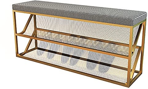Schuh-Organizer, Schuhregal, Einstiegs-Schuhbank mit bequemem Kissen, ③-stufige Metallgitter-Schuhregal-Bank, Schuh-Organizer, Moderne Schuhaufbewahrungsbank für den Flur, Eingangsmöbel, D-L