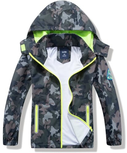 HZXVic – Imperméable pour enfant – Veste coupe vent pour garçon – Combinaison de pluie avec capuche – Motif dinosaure Bleu - 2-7 ans