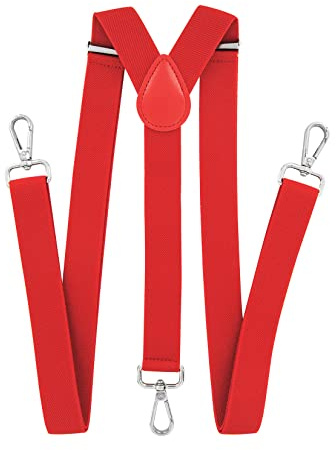 axy Herren Hosenträger mit 3 robusten Karabiner Verschluss 2,5 cm breit Y-Form stufenlos verstellbar