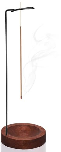 Incense Holder, Wooden Upside Down Incense Holders for Sticks Ash Catcher, Modern Design With Cone Coil for Home Decor Yoga Spa Madiation(Walnut Wood)