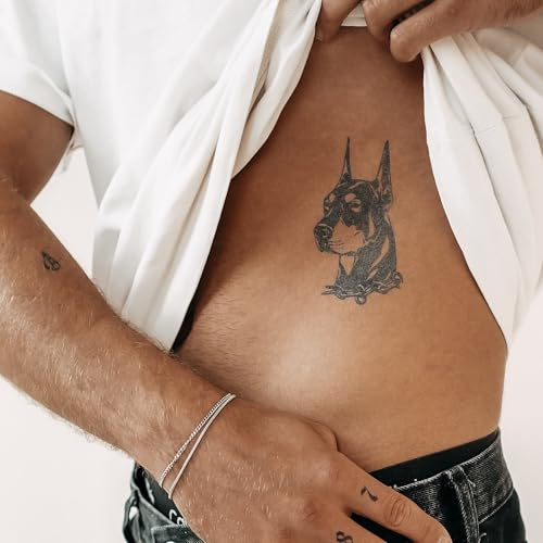 Dobermann - Inkster Tattoo | vegane & wasserfeste Temporäre Tattoos für Erwachsene - EU-Kosmetikzertifizierte Farbe - revolutionäres 2 Wochen Tattoo | Premium Klebetattoos