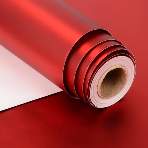 Carta da Regalo Rosso, 43 cm x 10 m Carta Regalo Rosso Metallizzata per Natale Compleanno Anniversario Matrimonio