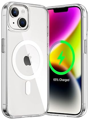 HQ-CLOUD® Coque Magnétique pour iPhone 13 6,1 Pouces, Compatible avec MagSafe, Dos Anti Rayures, Transparent