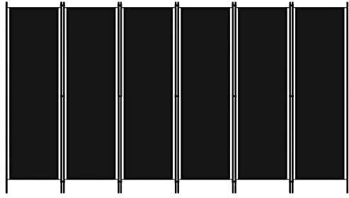 Myheimly 6-TLG. Raumteiler Klappbar Freistehend Trennwand Paravent Umkleide Sichtschutz Spanische Wand Raumtrenner Schwarz 300x180 cm
