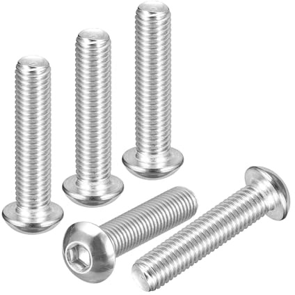 DTGN M10-1.5x45mm Linsenkopfschrauben mit Innensechskant - 5er Pack - Gut für Rennrad, Mountainbike, Auto, Motorrad - 304 Edelstahl weiß lackiert - Sechskant-Antriebsbefestigungen