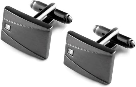 HONEY BEAR Herren Manschettenknöpfe Rechteck mit Kristall Hochzeit Cufflinks Manschettenknopf,Schwarz