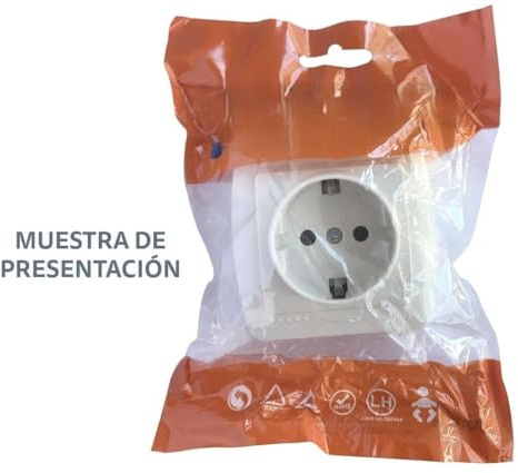 Base Schuko con cruzamiento ancho, serie mural, ideal para instalaciones eléctricas seguras y funcionales.
