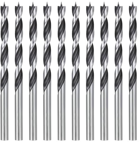 Set Punte Trapano Legno Professionali, 4mm 10 Pezzi Professionale Elicoidale Punta per Legno, per Forare Legni Teneri e Duri, Compensato, Pannelli di Truciolato, Plastica e Persino Gomma