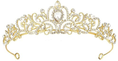 Couronne Princesse, Tiara Cristal Diadème Avec Strass, Casque or Cheveux