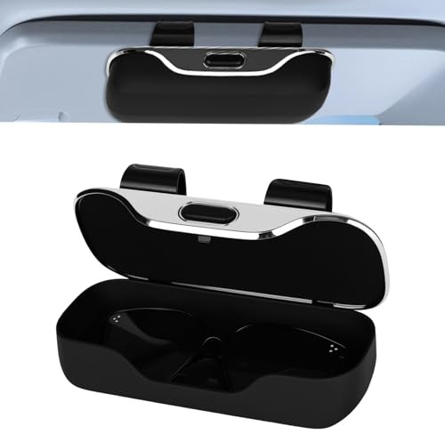 Trendecor Brillenhalter für Auto, Sonnenbrillenhalter Auto 18.5 x 6.5 x 8.1cm Zum Öffnen Drücken Sonnenbrille Aufbewahrungbox Brillen Aufbewahrung Organizer Auto Brillenetui Schwarz