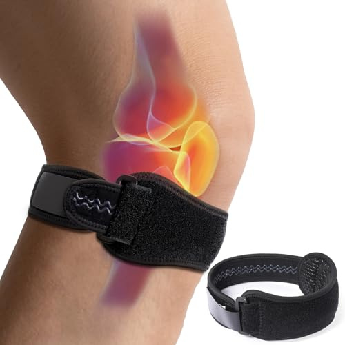 Origintek Rodillera para deporte, fitness y vida diaria – Rodillera ajustable contra tendinitis rotuliana, rodillera de corredor y dolor de rodilla – Banda unisex para talla XL, 2 piezas