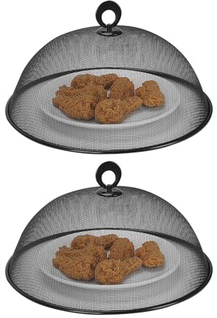Krujecnt 2 Stück Metall Lebensmittel Schutzhaube - Wiederverwendbares Insektenschutznetz Für Gartenfeste, Picknick Und Grillpartys
