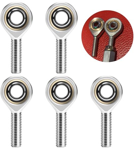 5 Piezas M8 Cojinetes de Extremo de Varilla,M8*1.25 mm Rosca Macho la Derecha,Rótula de Unión Uniball,Extremos de Varilla Deslizante, Autolubricante Cojinete de Unión