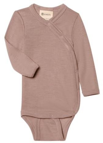 Engel Natur | Wickelbody langarm | 70% Wolle (kbT), 30% Seide | GOTS zertifiziert (Dustyrose, 50-56)