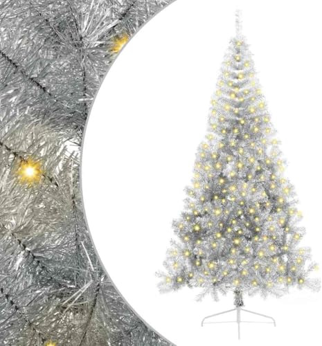 vidaXL Árbol de Navidad Artificial Preiluminado Plateado 210 cm Pet