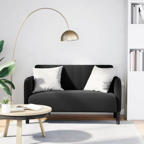 ZQQLVOO Zweisitzer-Sofa Schwarz Zweisitzer-Sofa aus Samt mit Federkern und stabilem Holzgestell für Wohnzimmer 109 cm Samt