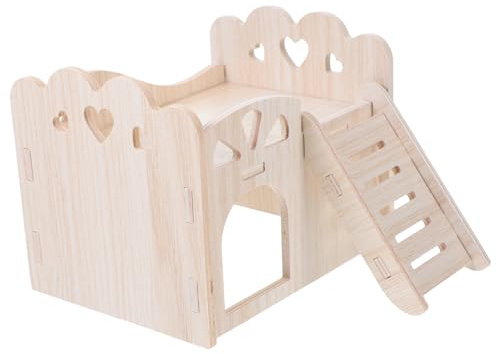 UPKOCH Holzhaus für Kleine Haustiere Hamsterhaus aus Stabilem Holz Spielplatz für Meerschweinchen Schlafhaus für Hamster Naturmaterial für Haustierbedarf