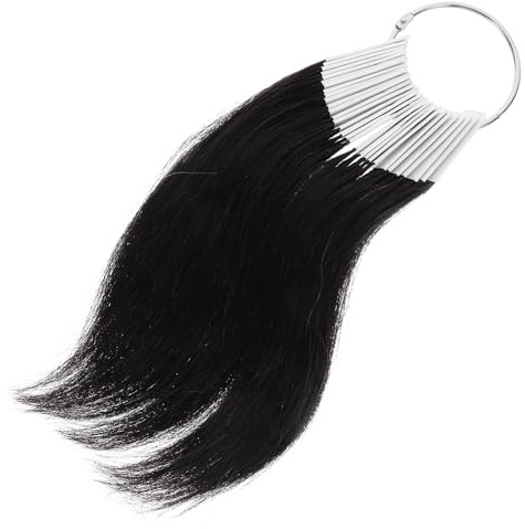 BELLIFFY 30 Stück Echthaar Haarfarbringe 3-stufige Farbkarte Zum Testen Natürliches Menschenhaar Wiederverwendbar Mit Pvc Ring Für Friseurausbildung