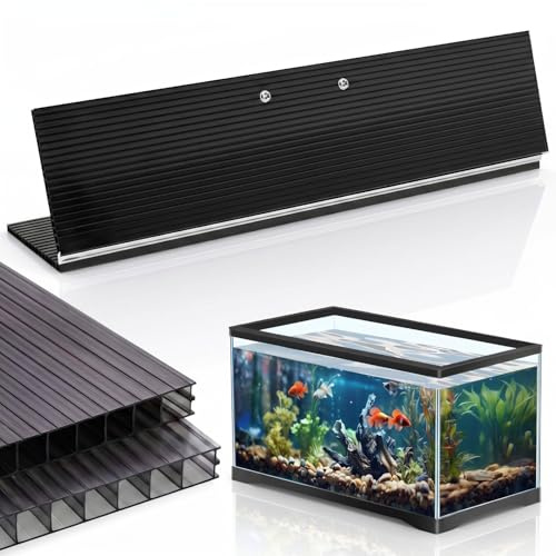 Sieral Aquarium Lids Canopy Set, 20 x 10 Inch, Black, 1 Pcs | Polycarbonate Greenhouse Panels, 19.37 x 9.37 x 0.24 In, for 10/20 Gallon 20 x 10 Aquarium without Center Brace