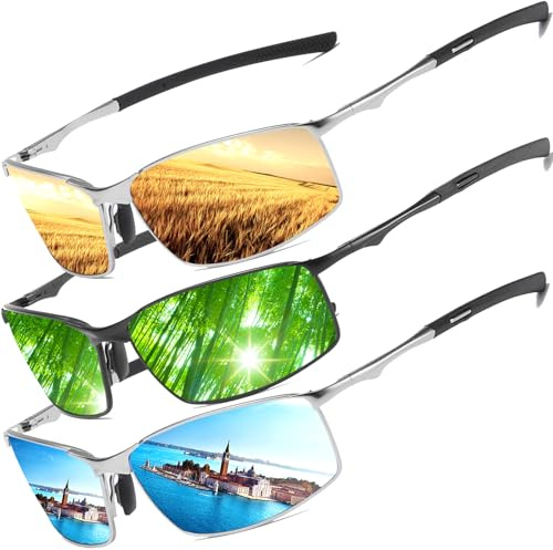 LEDING&BEST Polarisierte Pilotenbrille Sonnenbrille Herren Damen Freien Leichtgewicht Metallrahmen Angeln Golf Fahren Stilvoll Retro Flieger brille Cat 3 CE
