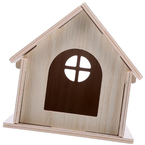 TOYANDONA Cachette en Bois Naturelle pour Hamster, Petite Maison en Bois C Modèle Ferme, Habitat Sécurisé pour Hamsters Nains, Cochons D’Inde et Hérissons, Solide pour Petits Animaux