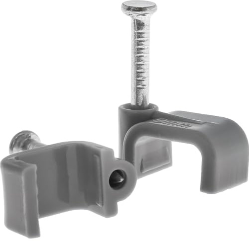 Merriway bh04896 Cable Clip Soporte de Color Gris Doble & Tierra 1,5 mm, Juego de 50 Piezas
