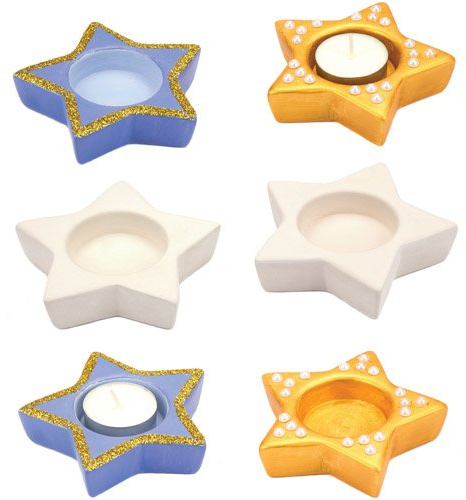 Baker Ross AV837 Teelichthalter aus Keramik, ideal für Weihnachten, zum Basteln und Dekorieren für Jungen und Mädchen, 4 Stück, sortiert