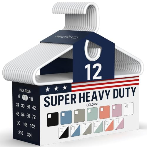 Neaties Grucce appendiabiti super resistenti, confezione da 12, prodotte negli Stati Uniti, capacità 4,5 kg, in plastica spessa, per pantaloni, cappotti, giacche, jeans e abbigliamento per adulti