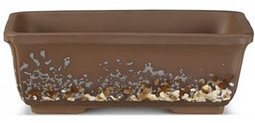 Certrè - Vaso Bonsai Rettangolare in Gres, Modello Venezia, Made in Italy, Colore Maculato Nocciola (Gres)| 21x7x15,5 cm