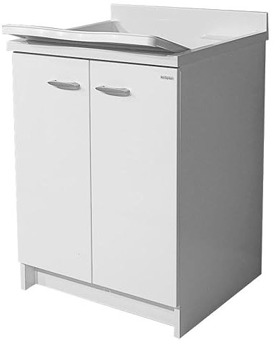 Montegrappa Mobile Lavatoio 60x60x85cm 2 Ante ASSE in Termoplastico Marella Bianco con Cesto