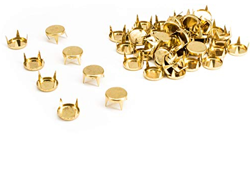 Trimming Shop Flachkopf-Nieten für Kleidung, Dekoration, DIY Projekte, Lederjacke, Kunst und Handwerk Verzierung, Geldbörsen (9mm), gold