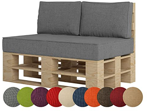 chilly pilley Palettenkissen Palettenauflage Palettenpolster Sitzkissen Rückenlehne Kaltschaum Schaumflocken Füllung viele Größen und Farben (3er Set, Grau)