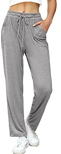 iClosam Pantaloni Tuta Donna Larghi in Cotone Con Tasche Laterali - Sportivi, Leggeri per Yoga, Jogging, Fitness - S-XXL