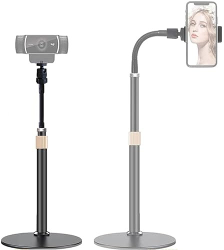 Etubby Webcam Stand Phone Holder [Extension-Type] Desktop Stand Flexible Gooseneck Video Stand Camera Mount for Cellphones, Logitech Webcam C922 C930e C920S C920 C615, Etc. (1/4 Threads)
