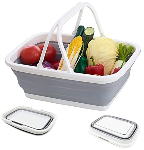 Lavandini pieghevoli, da campeggio, picnic, cesti pieghevoli per la biancheria, secchielli per il ghiaccio, con manici per il lavaggio, spazzola per la pulizia, lavanderia, bagno, camera da letto