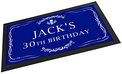 Tapis de bar personnalisé - Bleu - Pour fête d'anniversaire, pubs ou maison