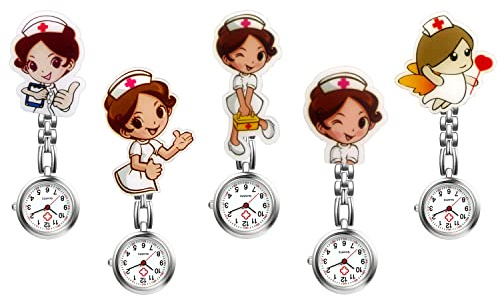 Avaner Krankenschwesteruhr Cartoon Taschenuhr mit Clip Schwesteruhr Kitteluhr FOB Uhr Pflegeruhr Anlog Quarzuhr für Arzt Doktor Krankenschwester Medical