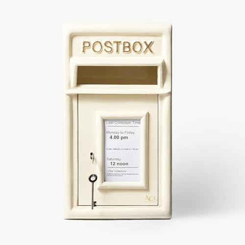 ACL Royal Mail Box Boîte aux lettres blanche avec serrure,Boîte aux lettres montée sur pilier,Boîte aux lettres en fonte durable,Boîte aux lettres blanche 25x44 cm