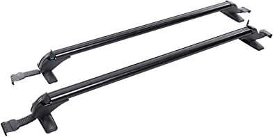 Barre Toit 2 Pièces Universel 110-115Cm Véhicule Voiture Toit Support Montage Barre Rail Noir Aluminium Porte-Bagages avec Serrure Haut Voiture Support avec Clés Coffres Toit Railing