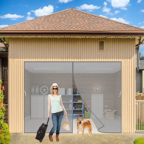 Fly Curtain for Back Door, 250x225 cm Automatic Closing Mesh Screen Doors with Magnets, Retractable and Sliding Soft Screen Door, Gray P