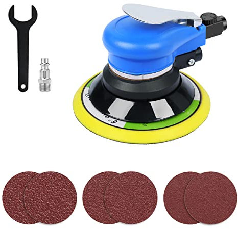 6 Air Random Orbital Sander, Dual Action Pneumatic Orbit Orbit Polisher Pro Grinding Sanding Tools Silver