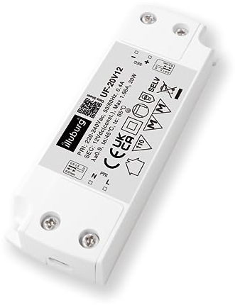 illuburg Trasformatore LED 12V 20W Sottile Senza Sfarfallio per Strisce Mobili LED Alimentatore Driver