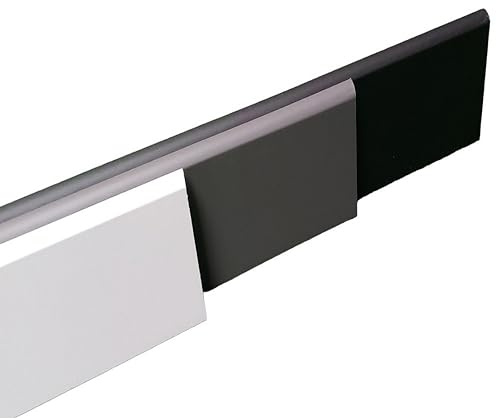 MadeInNature Battiscopa in legno, verniciato, rivestito in melammina - Bianco, Grigio, Nero, Alta qualità, battiscopa fabbricazione FRANCESE, diverse dimensioni, altezza 7cm (Nero, arrotondato, 30cm)